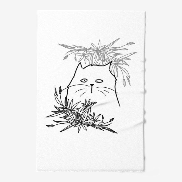 Полотенце «Кот в цветах»