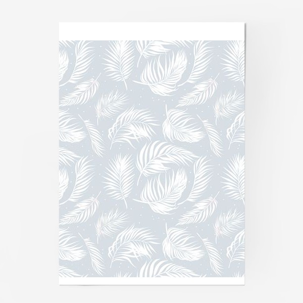 Постер «Белые пальмовые листья на серо-голубом»