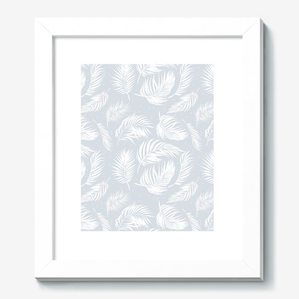 Картина «Белые пальмовые листья на серо-голубом»