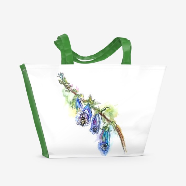 Пляжная сумка «колокольчик цветок полевые цветы шмель»
