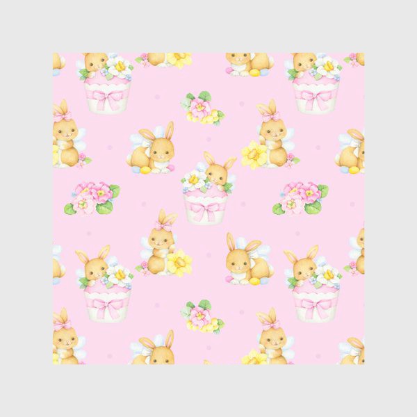 Скатерть «Озорные кролики на розовом фоне»