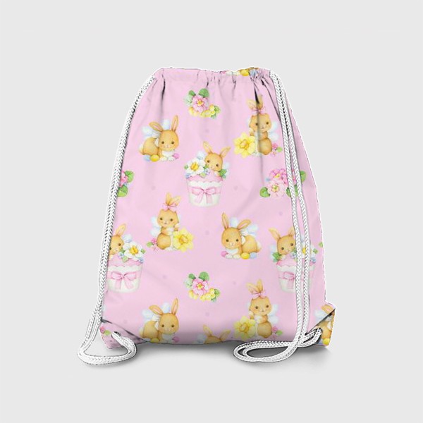 Рюкзак «Озорные кролики на розовом фоне»