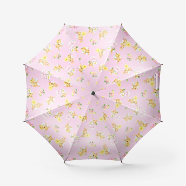 Зонт «Озорные кролики на розовом фоне»