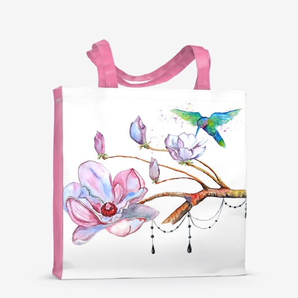 Сумка-шоппер «цветы магнолия колибри»