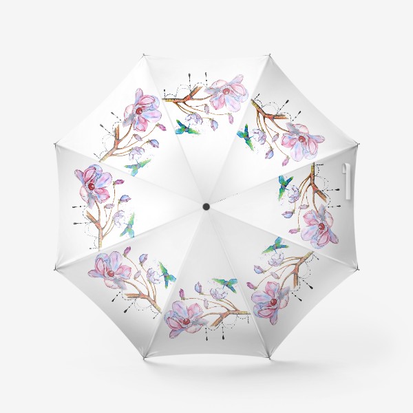 Зонт «цветы магнолия колибри»