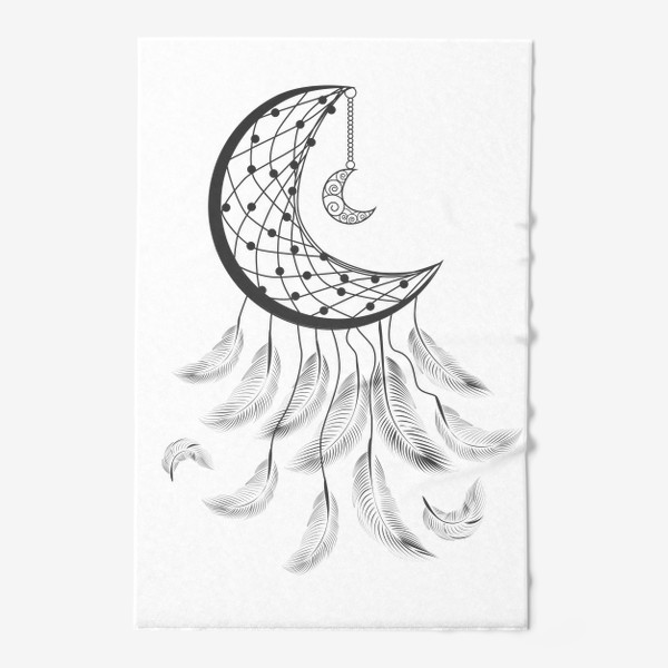 Полотенце «Луна ловец снов с подвеской и летящими перышками»