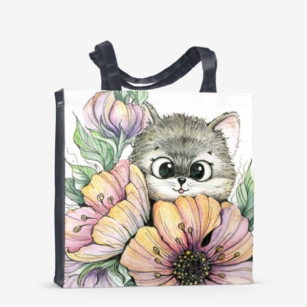 Сумка-шоппер «Котенок в цветах»