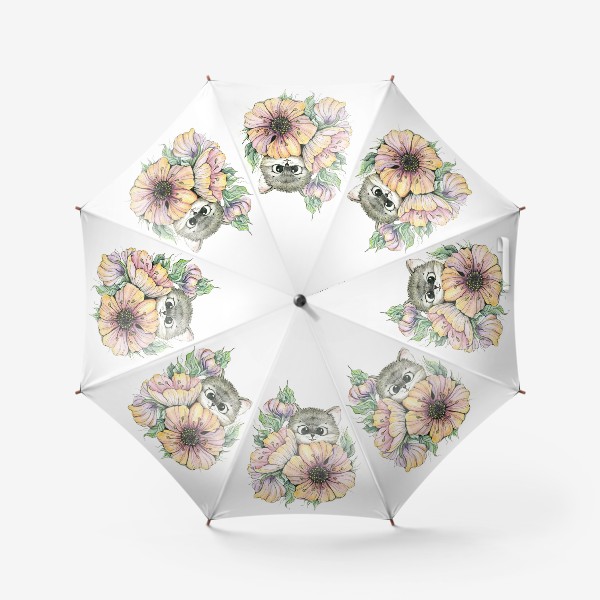 Зонт «Котенок в цветах»