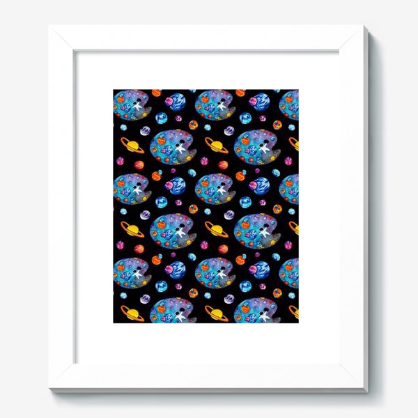 Картина «Космическая палитра День Космонавтики Паттерны звезды планеты космонавты»