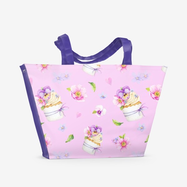 Пляжная сумка «Капкейки на розовом»