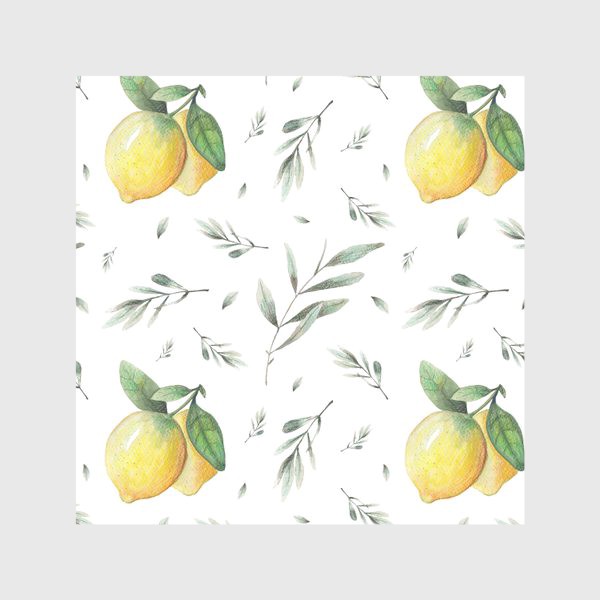 Скатерть «Лимон и оливковая ветвь на белом фоне»