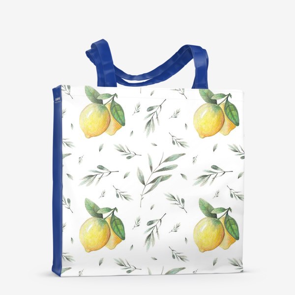 Сумка-шоппер «Лимон и оливковая ветвь на белом фоне»