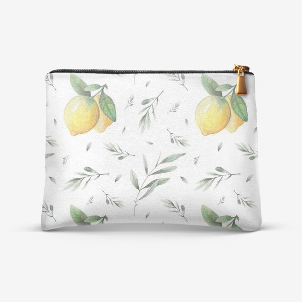 Косметичка «Лимон и оливковая ветвь на белом фоне»