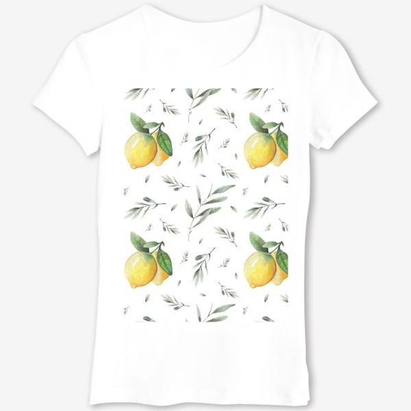 Футболка «Лимон и оливковая ветвь на белом фоне»