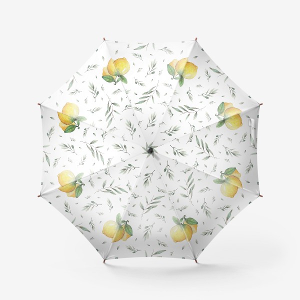 Зонт &laquo;Лимон и оливковая ветвь на белом фоне&raquo;