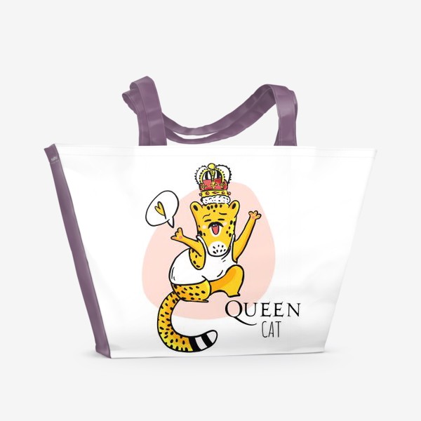 Пляжная сумка «Кот Queen Леопард Котики Король Музыка группа Квин Фанарт»