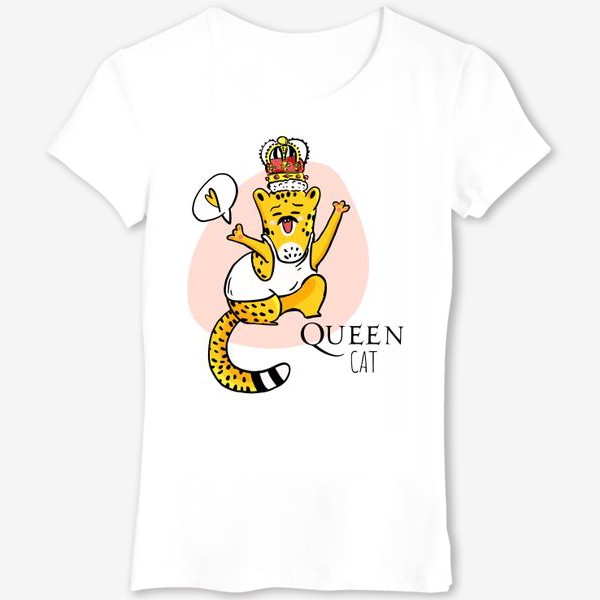 Футболка «Кот Queen Леопард Котики Король Музыка группа Квин Фанарт»