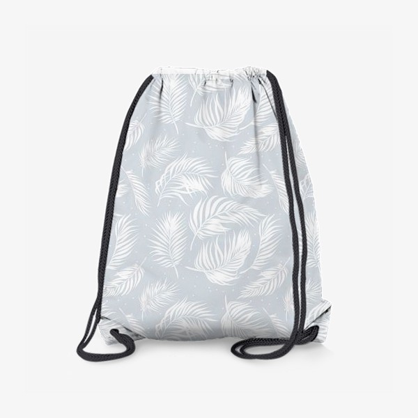 Рюкзак «Белые пальмовые листья на серо-голубом»