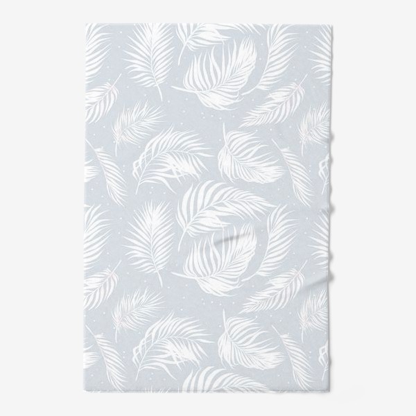 Полотенце &laquo;Белые пальмовые листья на серо-голубом&raquo;