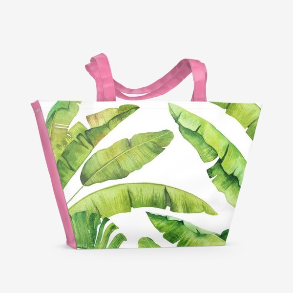 Пляжная сумка «Банановые листья на белом. Акварельные тропики»