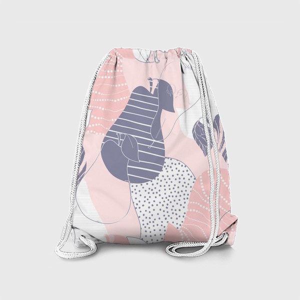 Рюкзак «Белые, розовые и фиолетовые груши с принятом на розовом фоне»