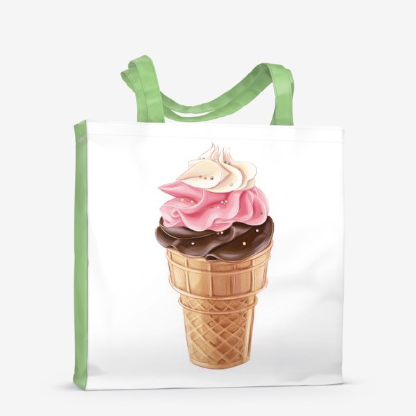 Сумка-шоппер «Трехцветное мороженое в вафельном стаканчике»