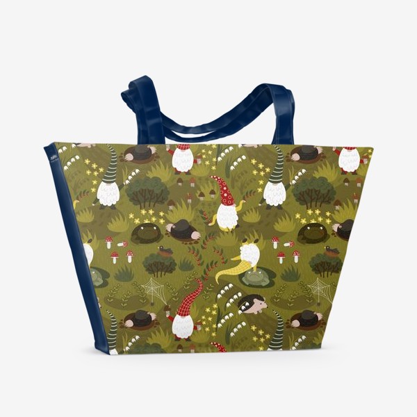 Пляжная сумка «Гномы, еж, крот и жаба»
