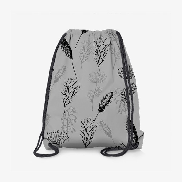 Рюкзак «Монохромный паттерн с травами»