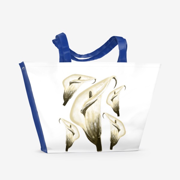 Пляжная сумка «Узор с белыми каллами»