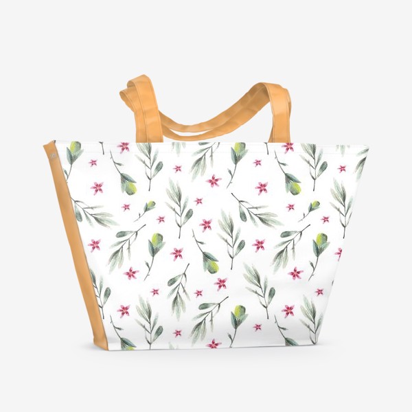 Пляжная сумка «Оливковая ветка на белом фоне»
