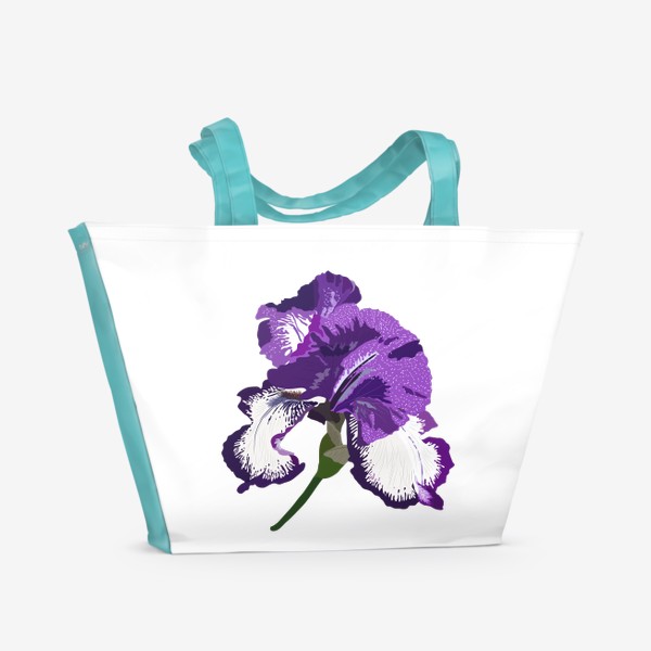 Пляжная сумка «Бело-фиолетовый реалистичный ирис »