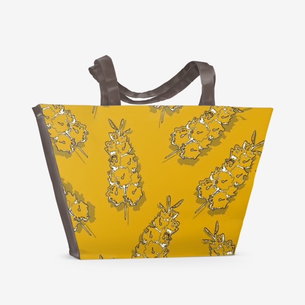 Пляжная сумка «Абстрактные дельфиниумы в жёлтом»