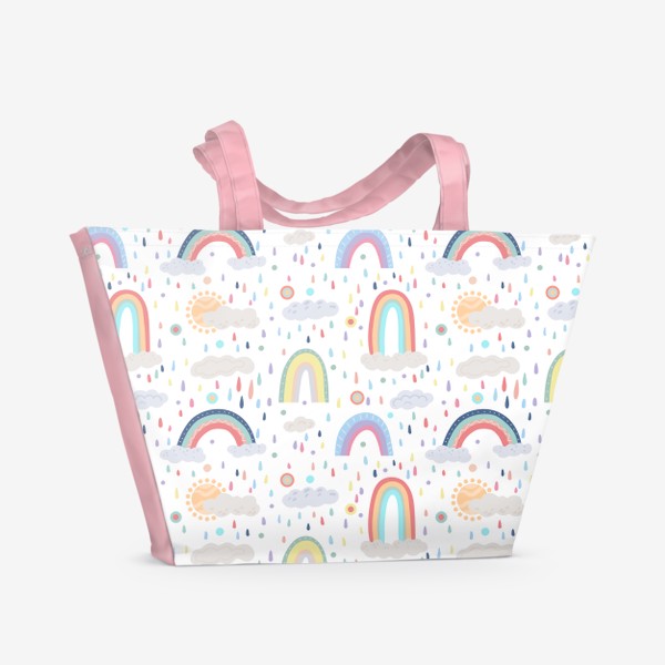 Пляжная сумка «Разноцветный дождь и радуга»