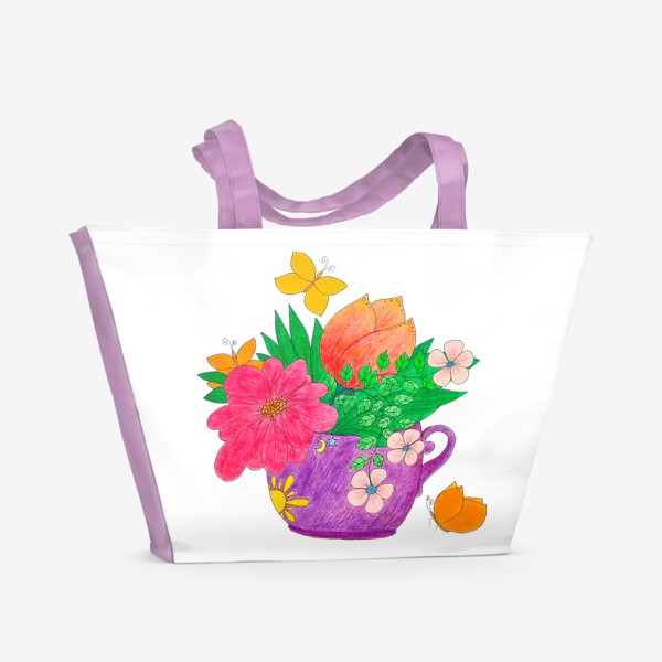 Пляжная сумка «Летний букет цветов»