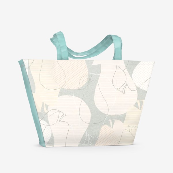 Пляжная сумка «Бежевые и желтые груши с принятом на нежно оливковом »