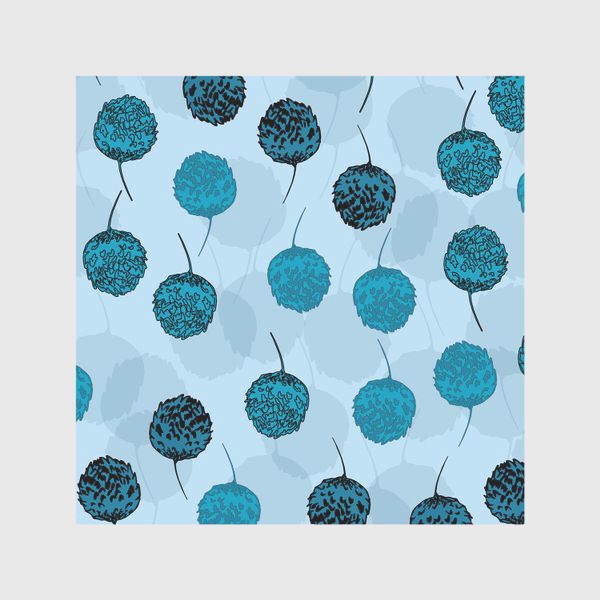 Скатерть «Стилизованные соцветия клевера в синих тонах»