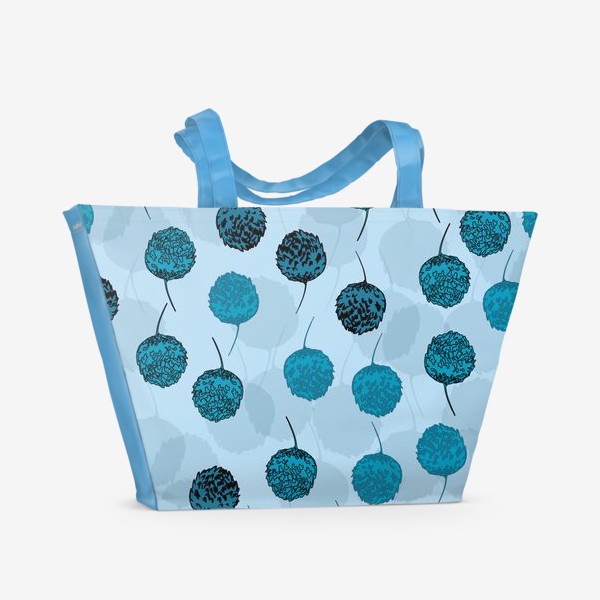 Пляжная сумка «Стилизованные соцветия клевера в синих тонах»