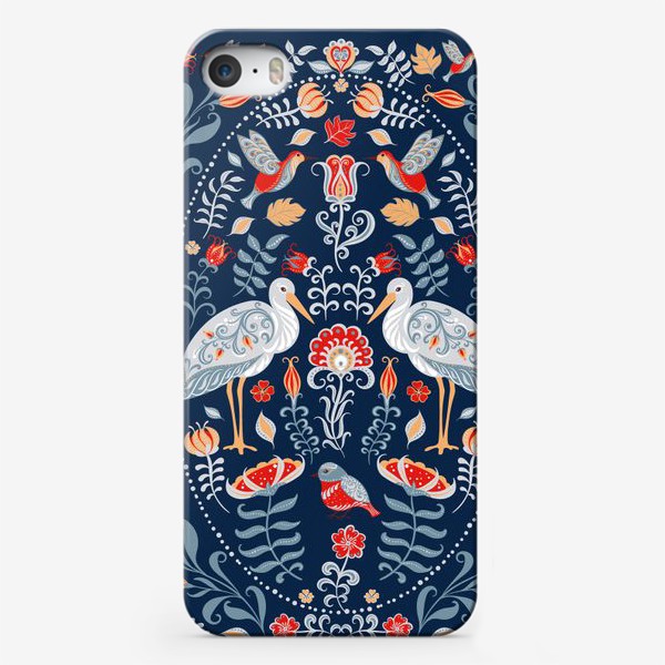 Чехол iPhone «Аисты и цветы. Фэнтези-композиция.»