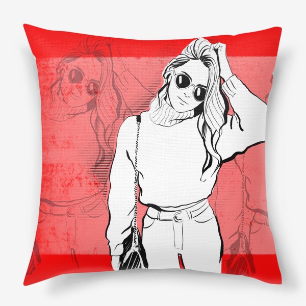 Подушка «Девушка на красном»