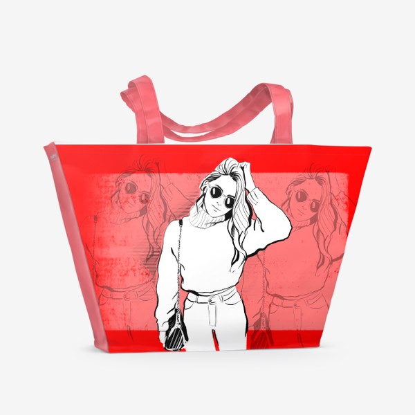 Пляжная сумка «Девушка на красном»