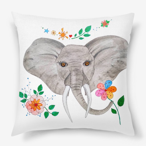 Подушка «Слон в цветах»