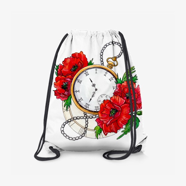 Рюкзак «Винтажные часы с маками»