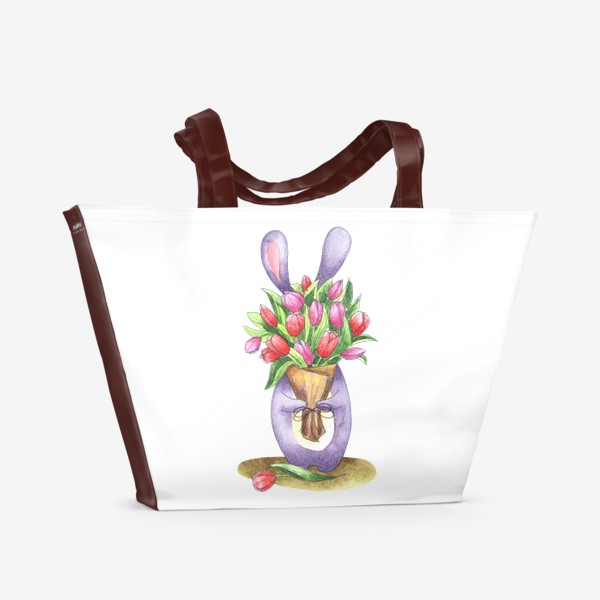Пляжная сумка «Зай с букетом тюльпанов»