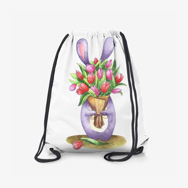 Рюкзак «Зай с букетом тюльпанов»