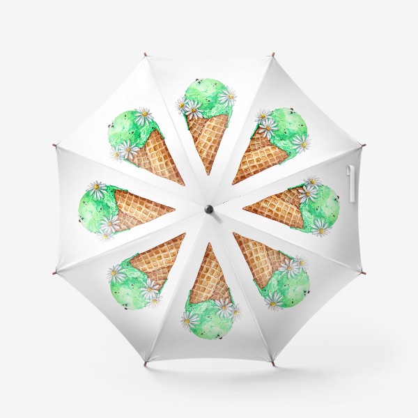 Зонт «Мятное мороженое с ромашками»
