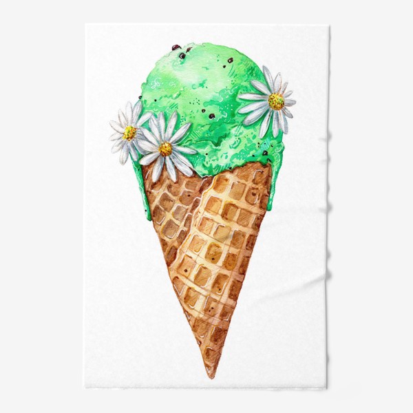 Полотенце «Мятное мороженое с ромашками»