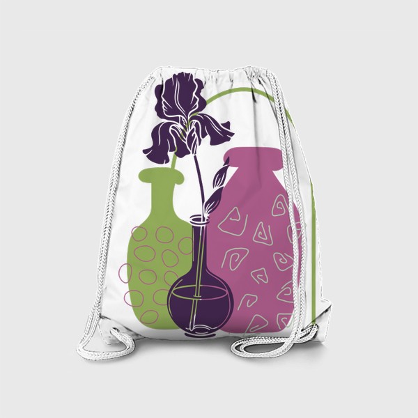 Рюкзак «Абстракция с ирисом и вазами»