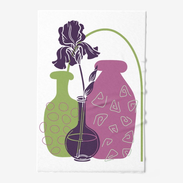 Полотенце «Абстракция с ирисом и вазами»
