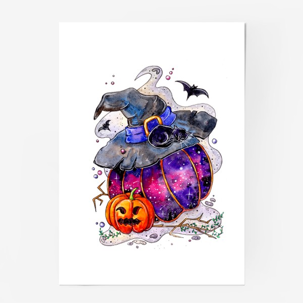 Постер «Хэллоуин тыква - космос»