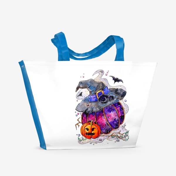 Пляжная сумка &laquo;Хэллоуин тыква - космос&raquo;